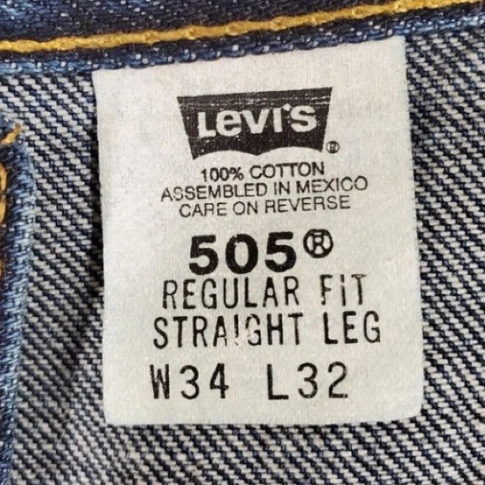 Vtg Y2K Levis 505 Blue Jeans Men 34x32 (32x33) Regular Straight Dark Wash 08/99 - Picture 3 of 13